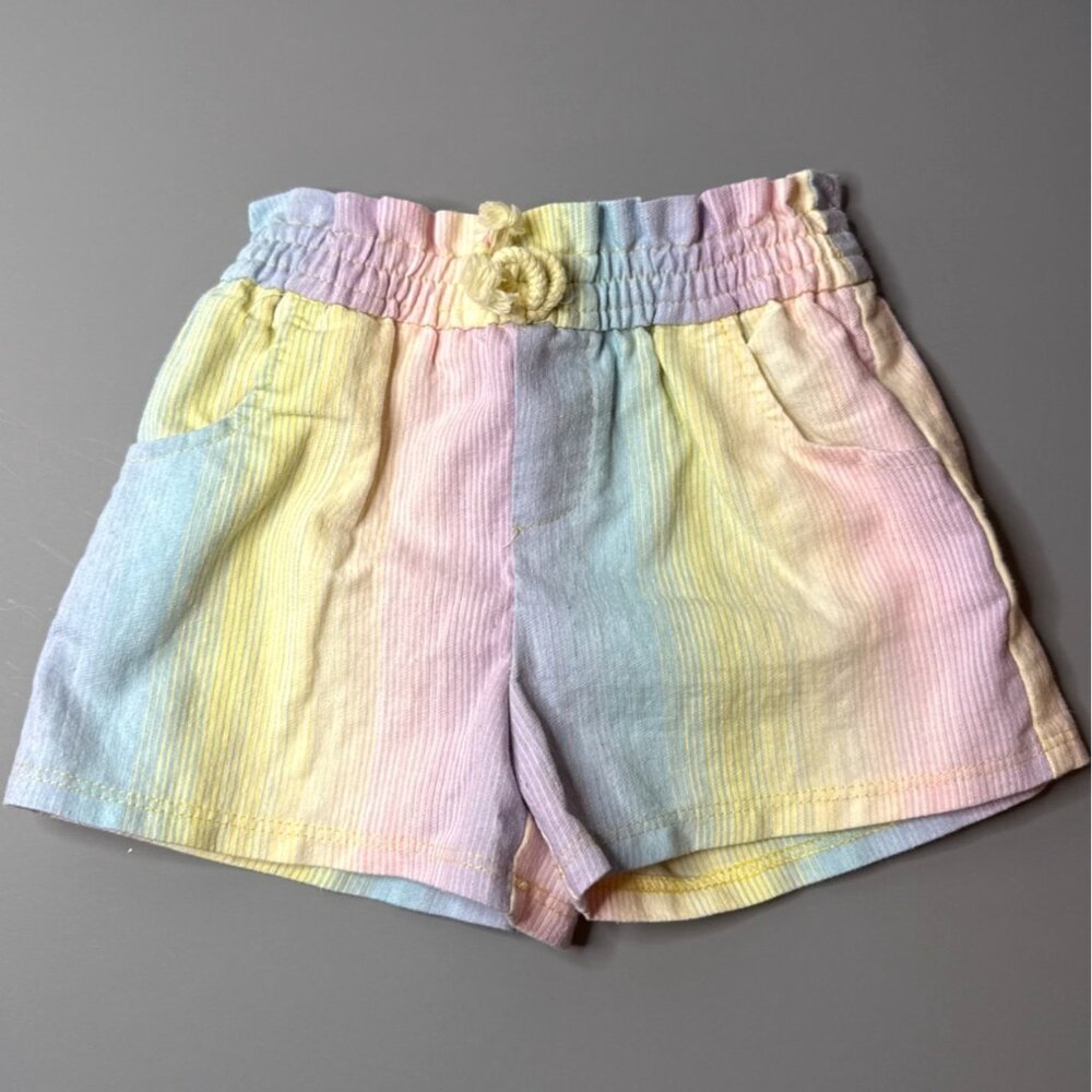 Zara Pastel Striped Baby Shorts‎ 12-18 Months Rainbow Spring Summer Play Pull On